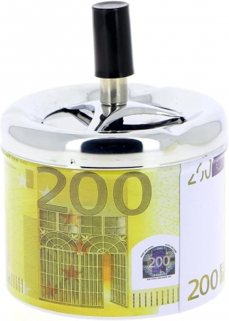 Scrumiera antivant metalica, imprimeu 200 euro [0]