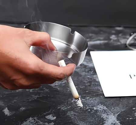 Set 3 buc scrumiera din Inox, rotunda, Ø8x4cm, pentru casa, terasa sau cafenea [1]