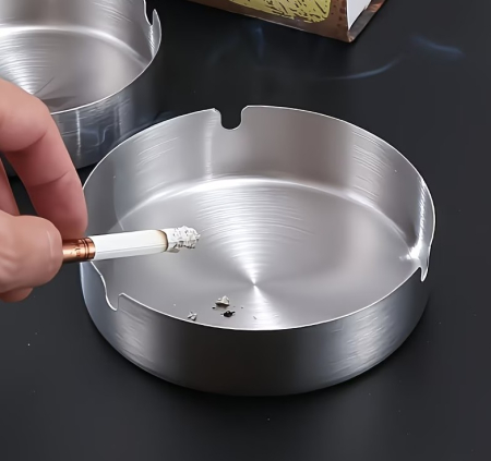 Set 3 buc scrumiera din Inox, rotunda, Ø8x4cm, pentru casa, terasa sau cafenea [2]