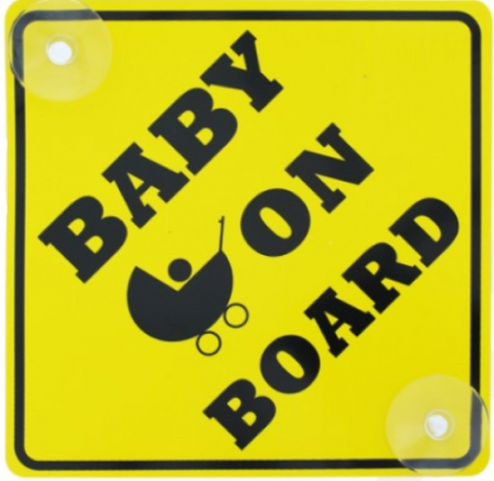 Promotii - Semn auto cu ventuze, Baby On Board, 15x15 cm