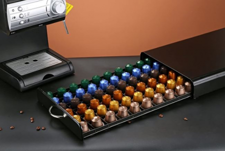 Bucatarie si servire - Suport pentru 50 capsule cafea Nespresso, negru, 40x24x5 cm