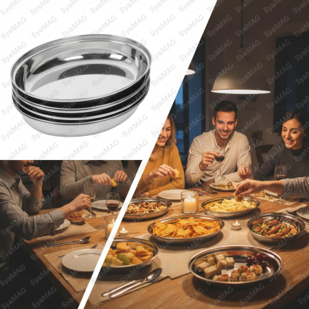 Set 10 buc platou servire, inox, forma ovala, lungime 22 cm, inaltime 4 cm, accesoriu Horeca, restaurante, cafenele, terase, fast-food-uri sau evenimente [1]