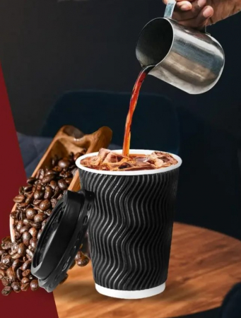 Set 10 pahare cafea cu capac, din carton, 360 ​​ml [1]