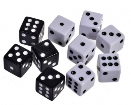 Jocuri si jucarii interactive - Set 10 zaruri, alb/negru