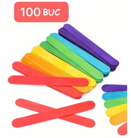 Jocuri si jucarii interactive - Set 100 betisoare pentru creatii, educationale, colorate, 11 cm