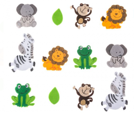 Jocuri si jucarii interactive - Set 12 autocolante din pasla, modele cu animale si frunze