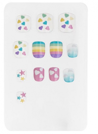 Jocuri si jucarii interactive - Set 12 unghii false pentru copii, rainbow