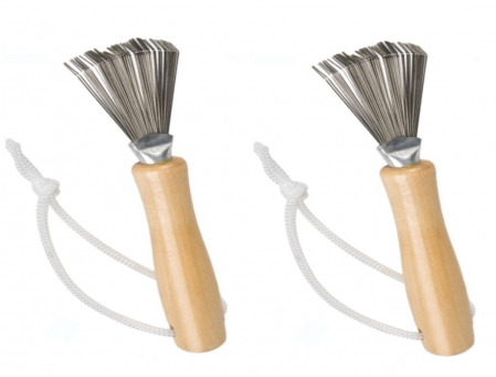 Ingrijire corporala - Set 2 accesorii de curatare peria de par, otel inoxidabil/lemn, 11 cm