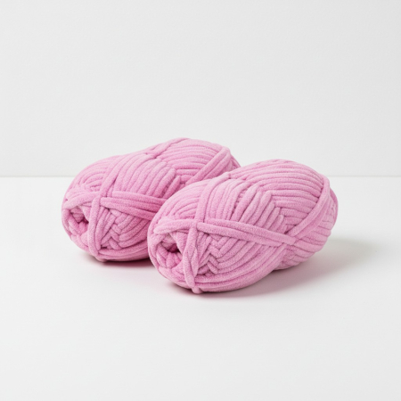 Home & Deco - Set 2 buc ghem cu fir de tricotat moale si catifelat, roz, poliester, lungime 32 m/ghem