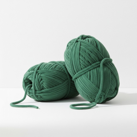 Home & Deco - Set 2 buc ghem cu fir de tricotat moale si catifelat, verde, poliester, lungime 32 m/ghem