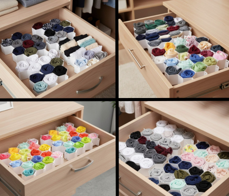 Set 2 buc organizator pentru sertare, 36x36x7 cm, 18 compartimente, model fagure [1]