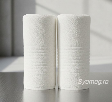 Set 2 buc prosp alb, 100% bumbac, baie/bucatarie, 50x30 cm [1]
