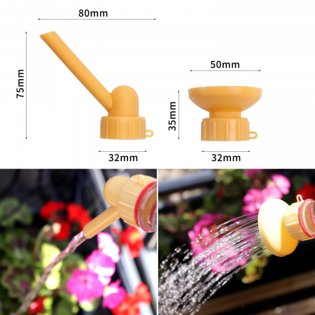 Set 2 capace de sticla pentru irigat florile, stropitoare si teava, 8 x 7.5 cm, galben [5]