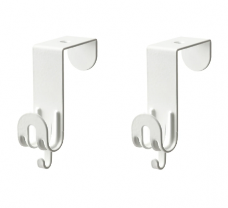 Cuiere - Set 2 carlige duble usa, otel, alb, 9x6.5x2.5 cm