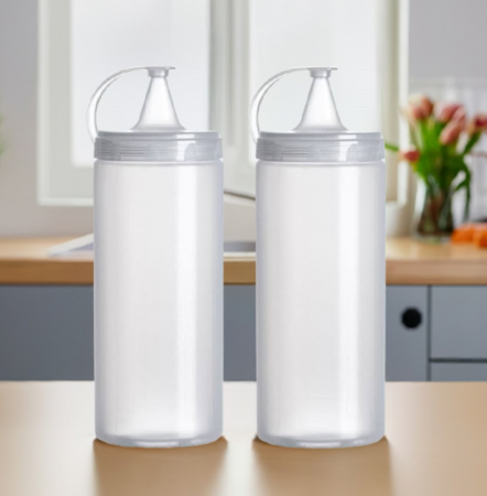 Bucatarie si servire - Set 2 dozatoare transparente, cu capac si dop, 700 ml, 26x7 cm