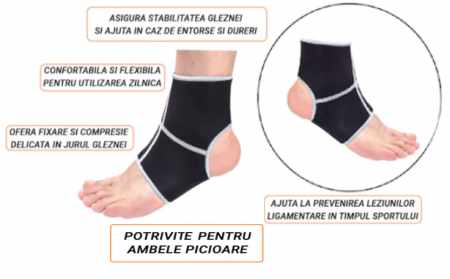 Set 2 glezniere ortopedice, din neopren, unisex, negre [1]