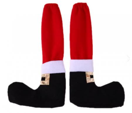 Set 2 huse decorative de Craciun, forma de bocanci, pentru picioare de scaun sau masa, 47x25 cm [1]
