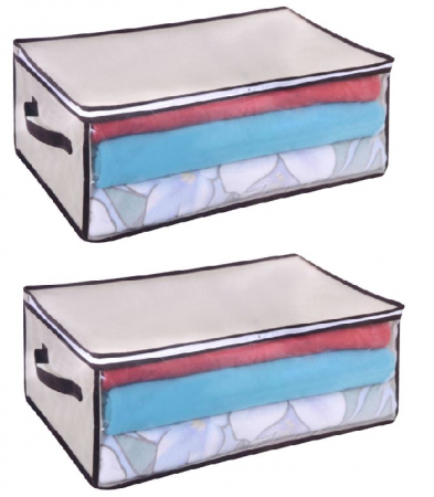 Huse si cutii depozitare - Set 2 huse depozitare haine, inchidere cu fermoar, 50x35x20 cm