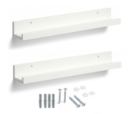 Mobilier mic - Set 2 polite perete din MDF, cu feronerie inclusa – montaj usor si organizare practica, alb, 55x12 cm