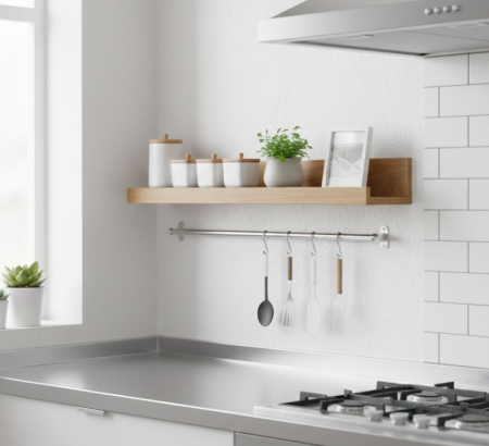 Set 2 polite perete din MDF, cu feronerie inclusa – montaj usor si organizare practica, aspect nature, 55x12 cm [3]