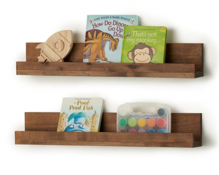 Mobilier mic - Set 2 polite maro, aspect de nuc, din MDF, feronerie inclusa, 55x12x7 cm