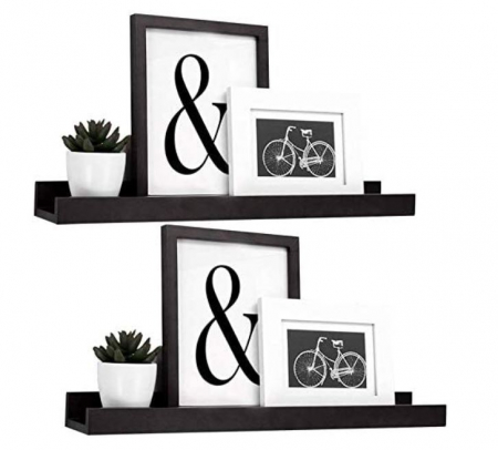 Set 2 polite perete MDF, negru, 55x12x7 cm [2]