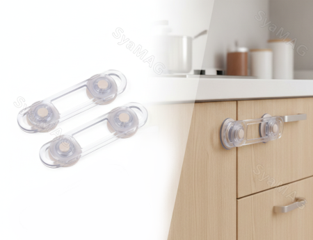 Siguranta si protectie - Set 2 sigurante pentru usi, dulap si sertare, 12x3 cm, sistem de blocare mobilier
