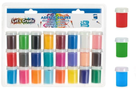 Jocuri si jucarii interactive - Set 24 vopsele acrilice in recipiente de 20ml