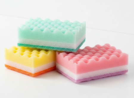 Curatenie - Set 3 bureti de bucatarie, multicolor, doua fete, 10x7x3.5 cm