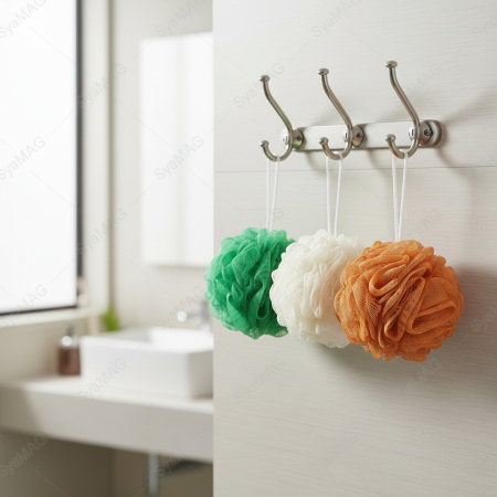 Baie - Set 3 bureti, tip ghem, culori diferite, prevazuti cu sfoara pentru prindere si depozitare facila