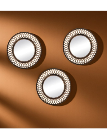 Set 3 oglinzi decorative, margine cu model ondulat, bronz, diametrul 25 cm [1]
