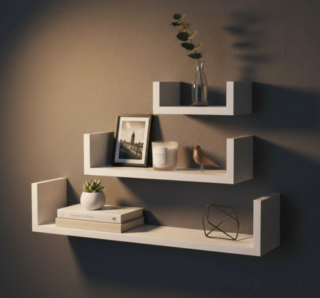 Mobilier mic - Set 3 polite decorative pentru perete, alb