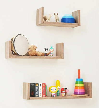 Mobilier mic - Set 3 polite decorative pentru perete, stejar