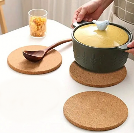 Bucatarie si servire - Set 3 suporturi termorezistente pentru recipiente fierbinti, din pluta, 19 cm