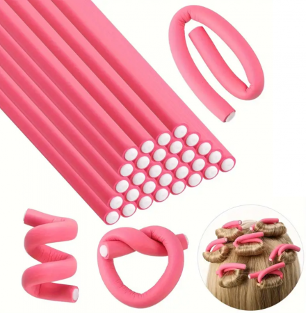 Toate produsele - Set 30 de bigudiuri roz, din spuma, flexibile