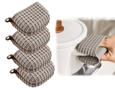 Home & Deco - Set 4 buc manusa din silicon, tip maner, cu doua compartimente, 10x8 cm, protectie termica, pentru manipularea oalelor, tavilor sau recipientelor fierbinti