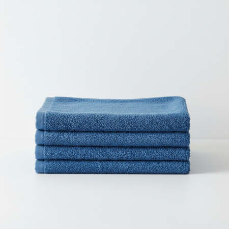 Home & Deco - Set 4 buc prosop moale, bumbac 100%, marime medie, 70x50 cm, albastru, pentru fata, maini sau par