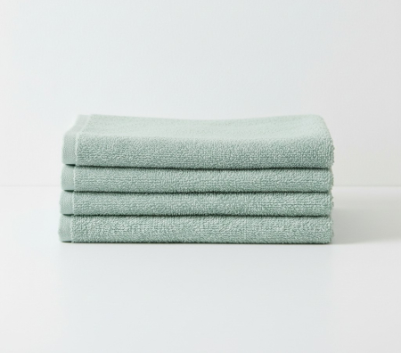 Home & Deco - Set 4 buc prosop moale, bumbac 100%, marime medie, 50x30 cm, verde menta, pentru fata, maini sau par