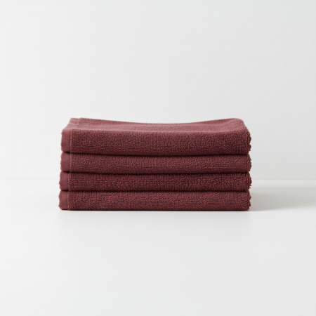 Home & Deco - Set 4 buc prosop moale, bumbac 100%, marime medie, 70x50 cm, bordo, pentru fata, maini sau par