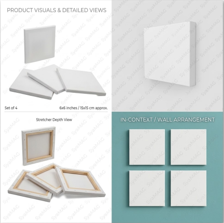 Jocuri si jucarii interactive - Set 4 buc panza canvas pe sasiu de lemn, 20x20 cm