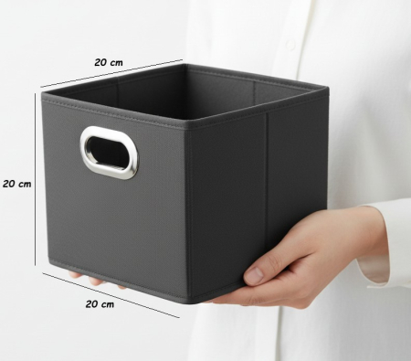 Set 4 cutii mici, cu manere, 20x20x20 cm, gri, utilizare universala [2]