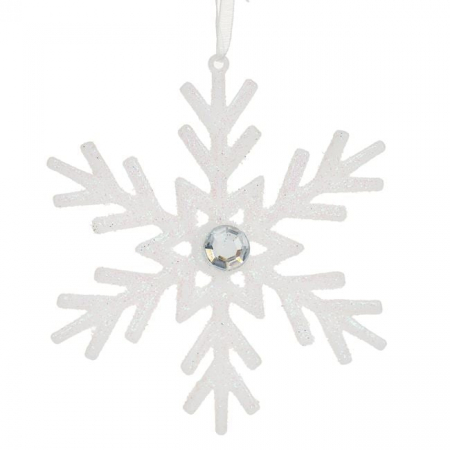 Set 4 globuri, fulg de nea, slipici alb, 10 cm [1]