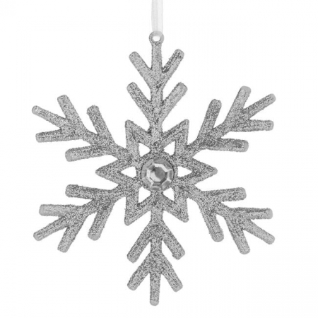 Set 4 globuri, fulg de nea, slipici argintiu, 10 cm [1]