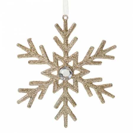 Set 4 globuri, fulg de nea, slipici auriu, 10 cm [1]