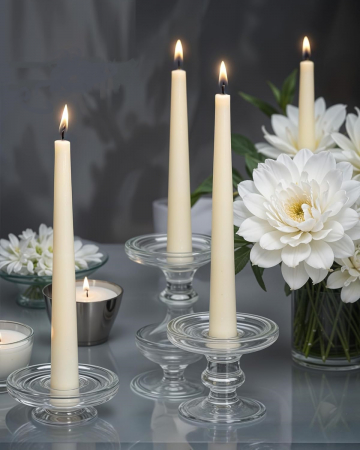 Flori artificiale si decoratiuni - Set 4 lumanari ecru pentru sfesnic, Ø2.5x25cm