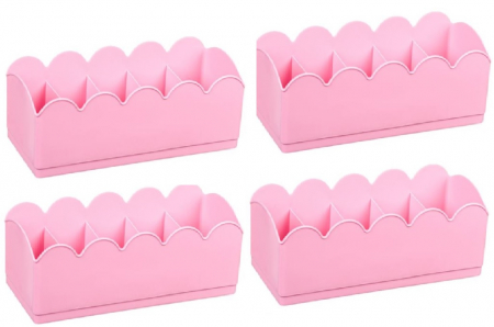 Huse si cutii depozitare - Set 4 organizatoare sertar, roz, 5 locuri, 23x10x7.5 cm