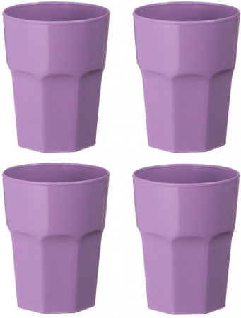 Bucatarie si servire - Set 4 pahare din plastic dur, reutilizabile, mov, 330 ml