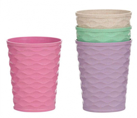 Bucatarie si servire - Set 4 pahare din plastic, reutilizabile, model ondulat, 475 ml