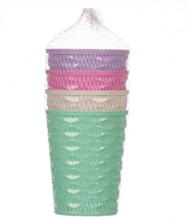 Set 4 pahare din plastic, reutilizabile, model ondulat, 475 ml [1]