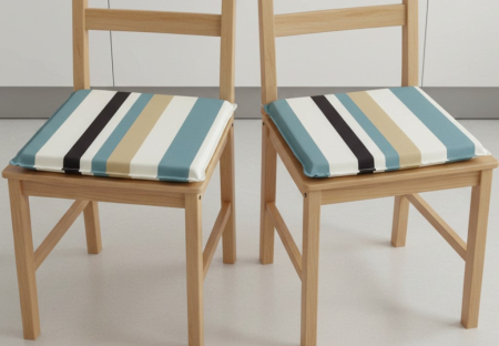 Gradina - Set 2 perne decorative pentru scaun, impermeabile, 40x40x3 cm, model dungat, utilizare in bucatarie, living, terasa sau balcon